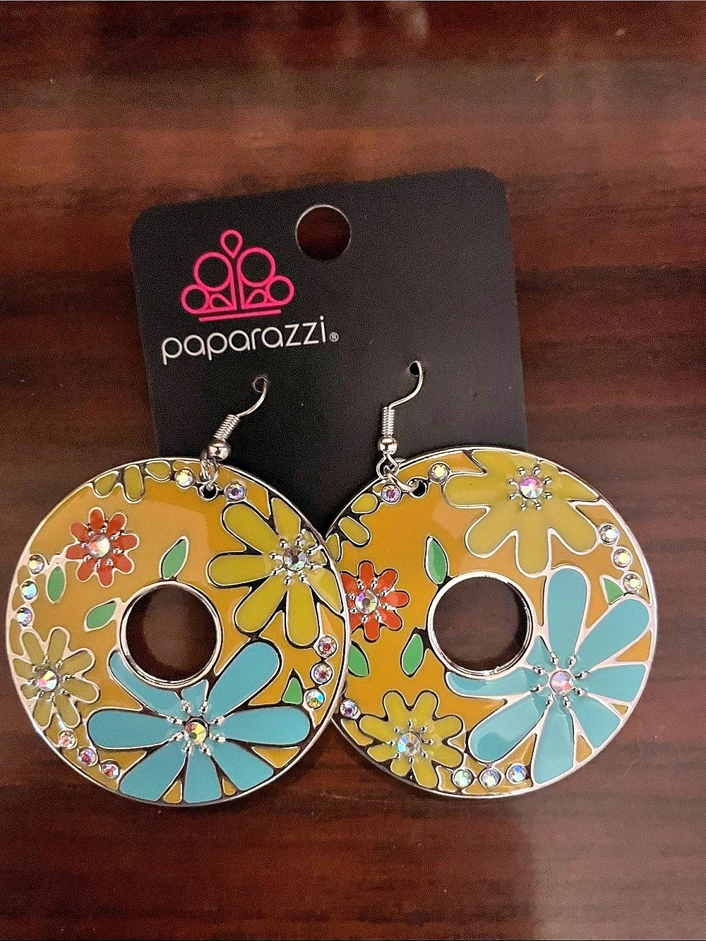 paparazzi Floral Hoop Earrings Multicolor & Silver